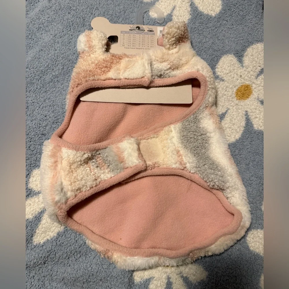 Fuzzy Dog Sweater - Cream and Pink - Picture 2 of 3